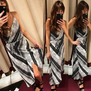 Black & White Striped Wrap Dress